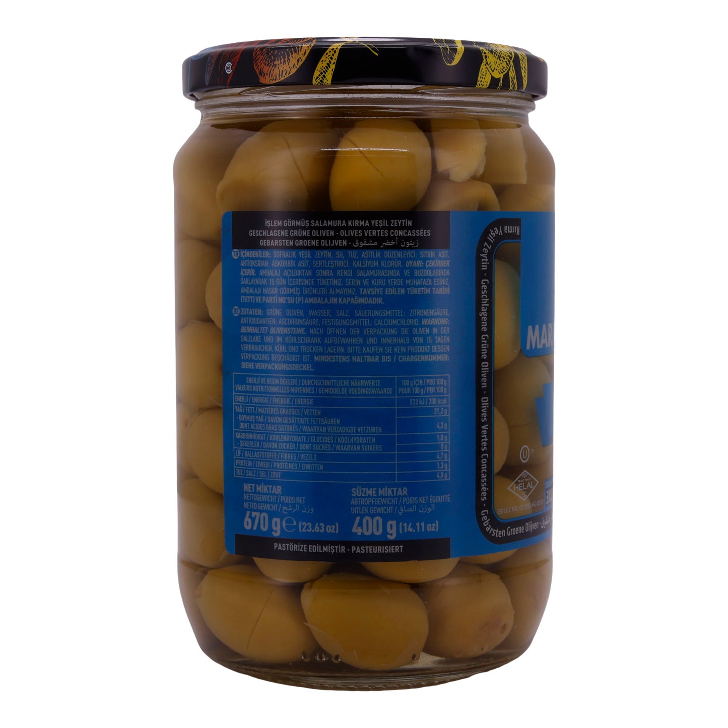 Kirma Marmarabirlik | Olijf | Groene olijven in pekel | 670 g