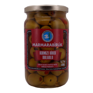 Oliven Marmarabirlik | Grüne Oliven | Gefüllt mit Paprikapaste | 700g MARMARABIRLIK
