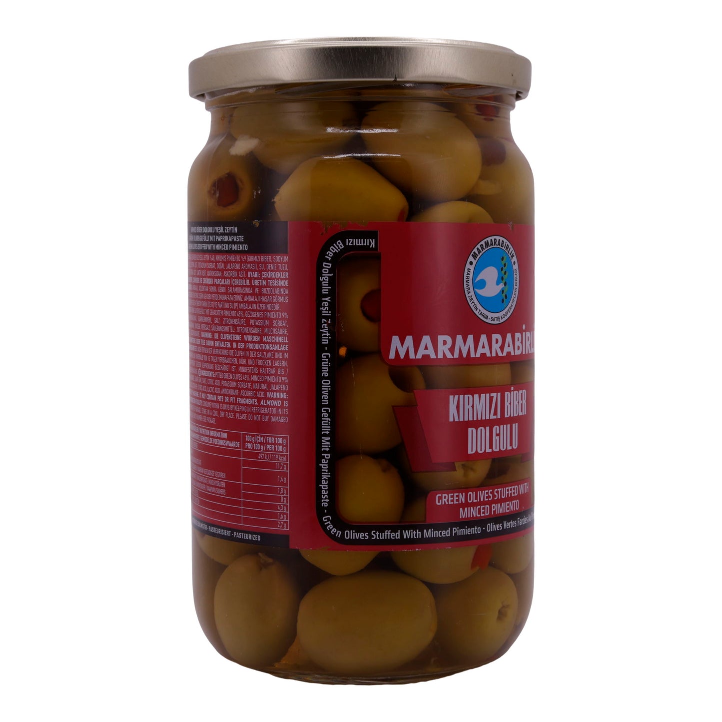 Oliven Marmarabirlik | Grüne Oliven | Gefüllt mit Paprikapaste | 700g