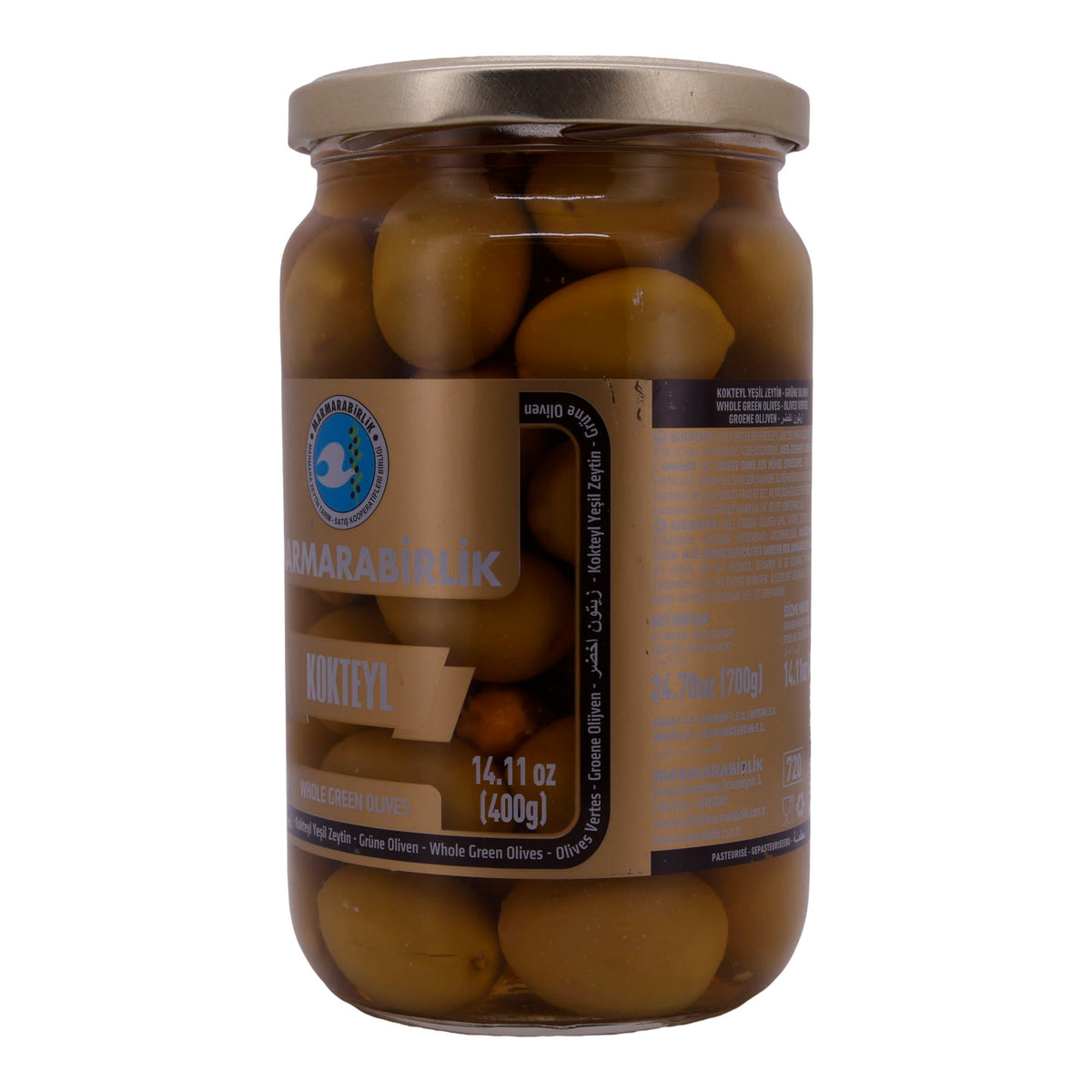 Oliven Marmarabirlik | Ganze Grüne | Kokteyl Oliven, pasteurisiert | 700g MARMARABIRLIK