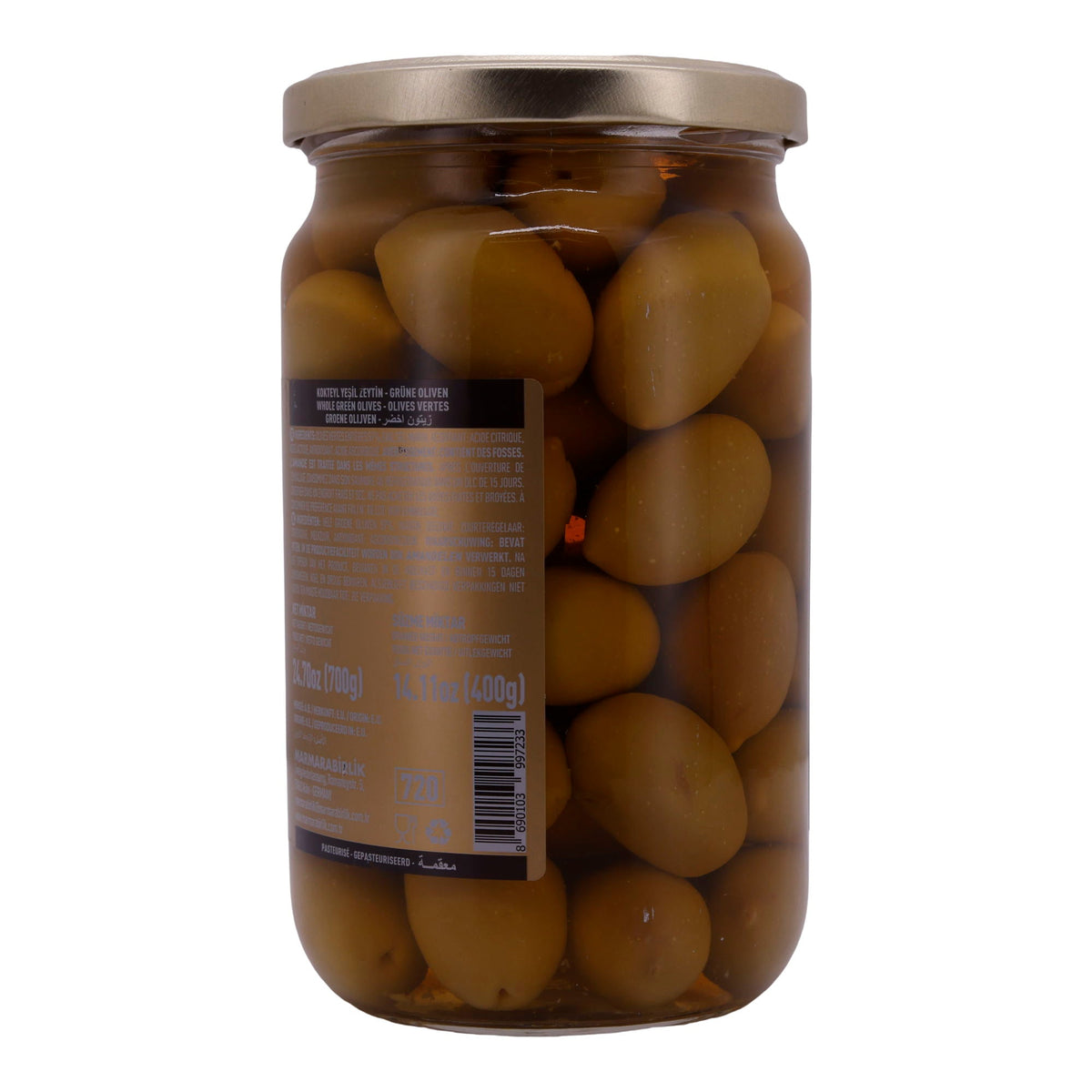 Oliven Marmarabirlik | Ganze Grüne | Kokteyl Oliven, pasteurisiert | 700g MARMARABIRLIK
