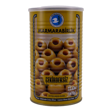 Oliven Marmarabirlik | Entsteinte Grüne Oliven | Pasteurisiert, 670 g Abtropfgewicht MARMARABIRLIK