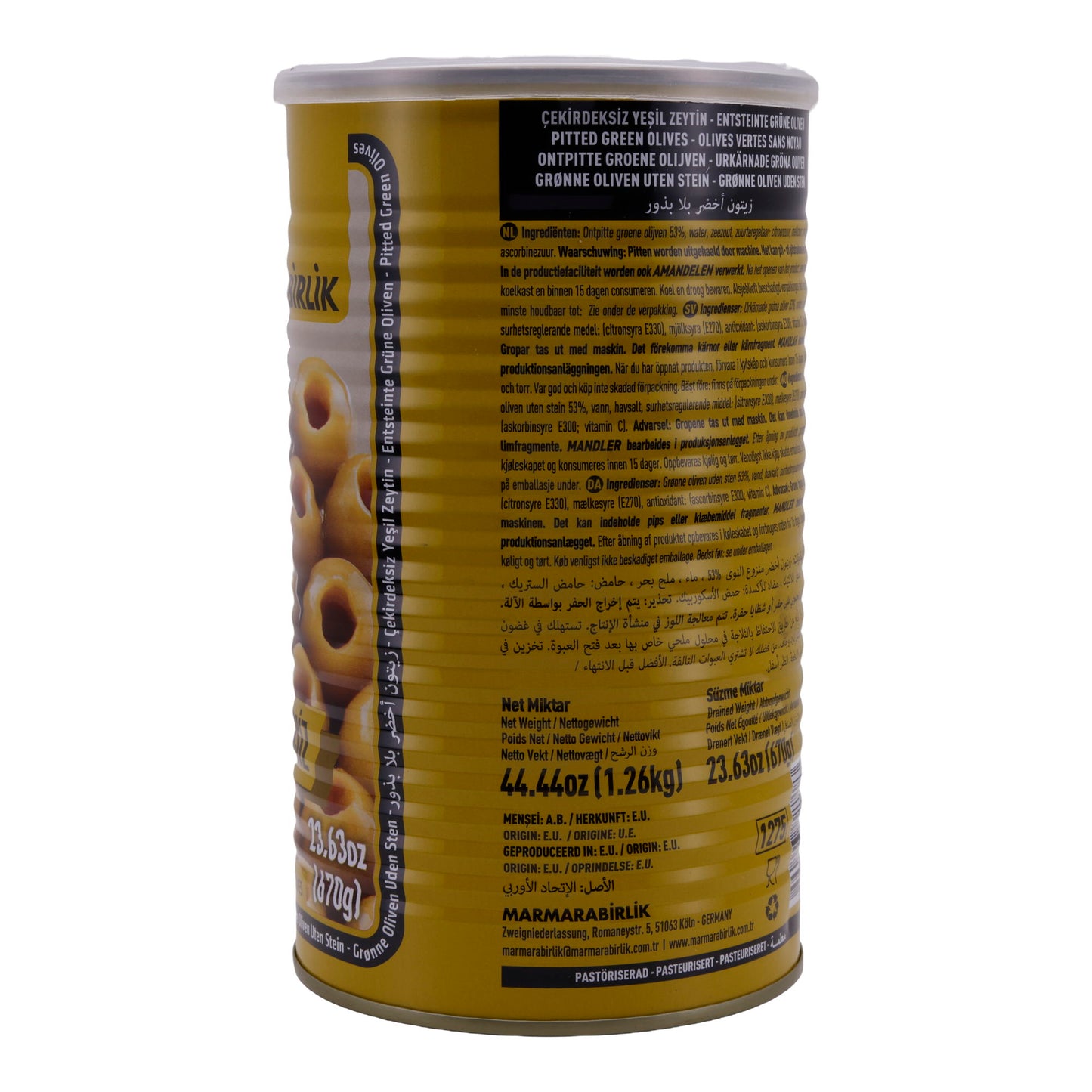 Oliven Marmarabirlik | Olive Verdi Denocciolate | Pastorizzate, 670 g peso sgocciolato