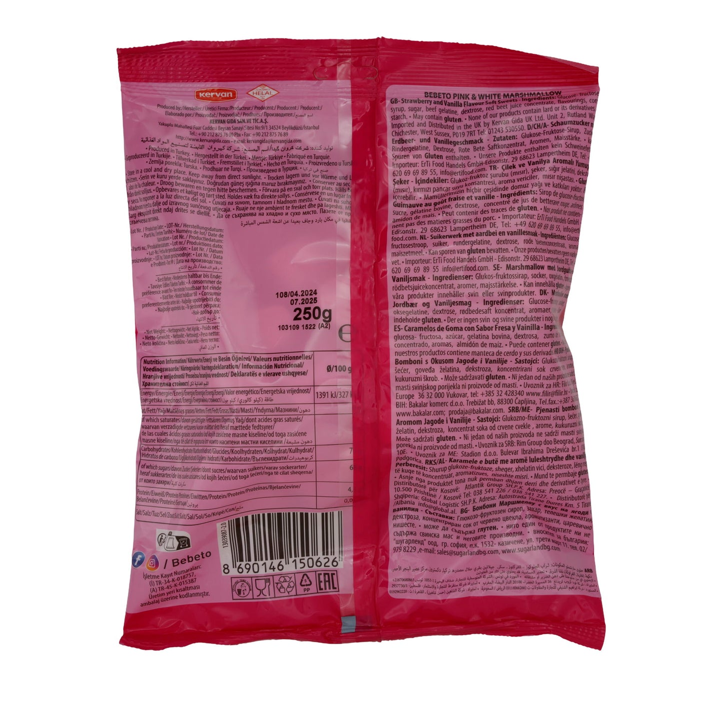 Marshmallows Bebeto Rosa & Bianchi | Caramelle | al gusto di fragola | 250 g