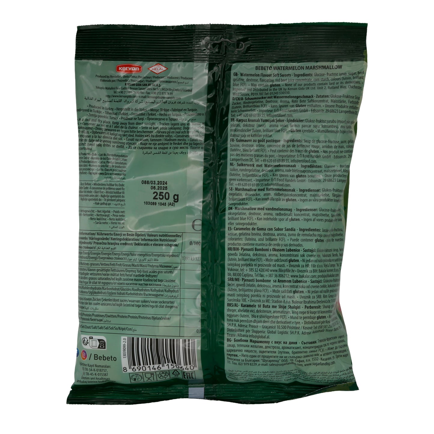 Bebeto Watermelon – 250 g – Fruity marshmallows with watermelon flavor