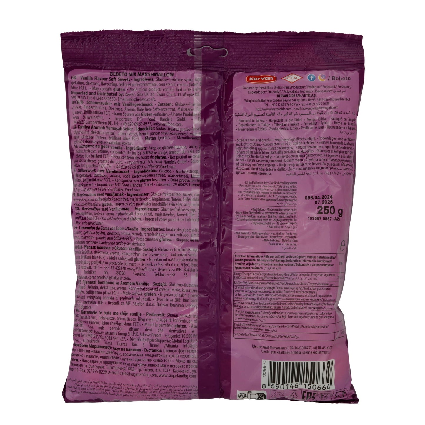 Bebeto Mix Mallow | Süßwaren | bunte Marshmallows mit Vanillegeschmack | 250 g BEBETO