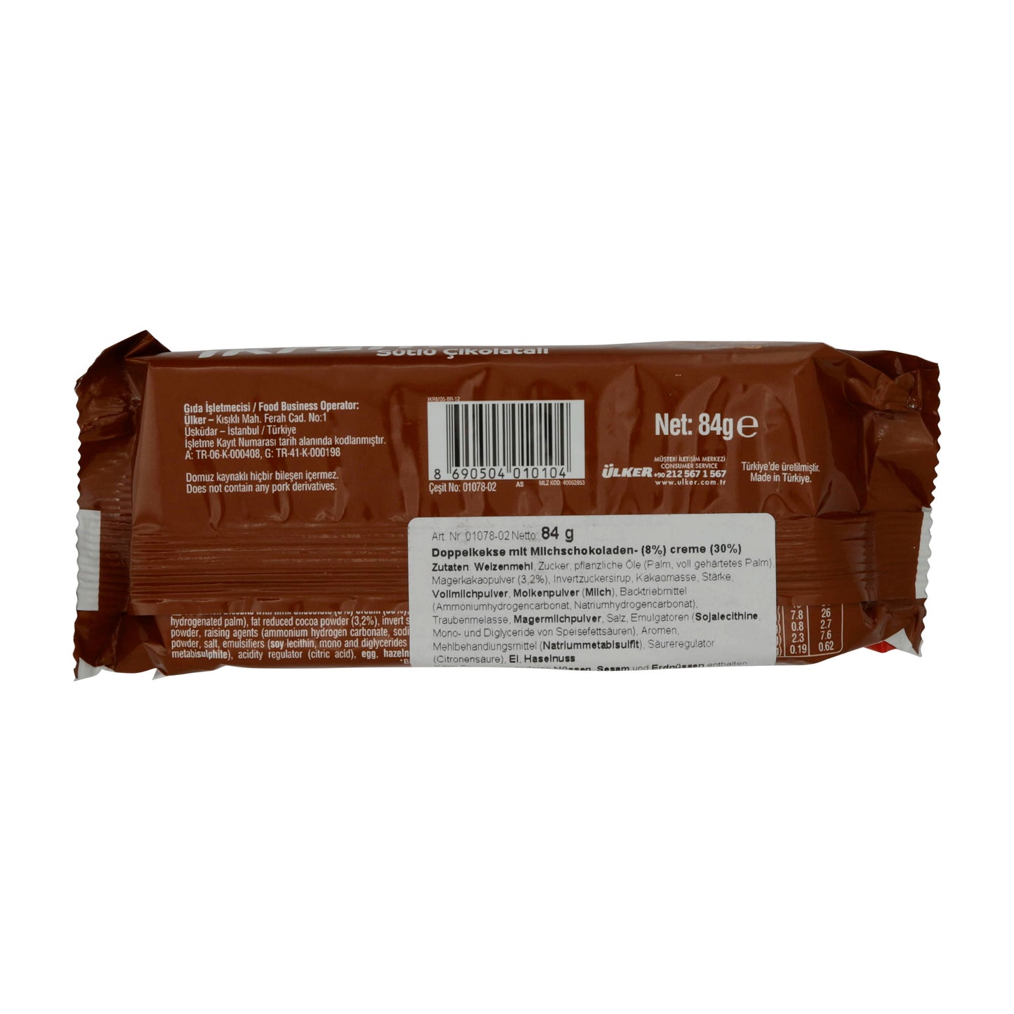 Kekse Ülker | İkram Chocoladekoekjes | Dubbele koekjes met melkchocolade | 84 g