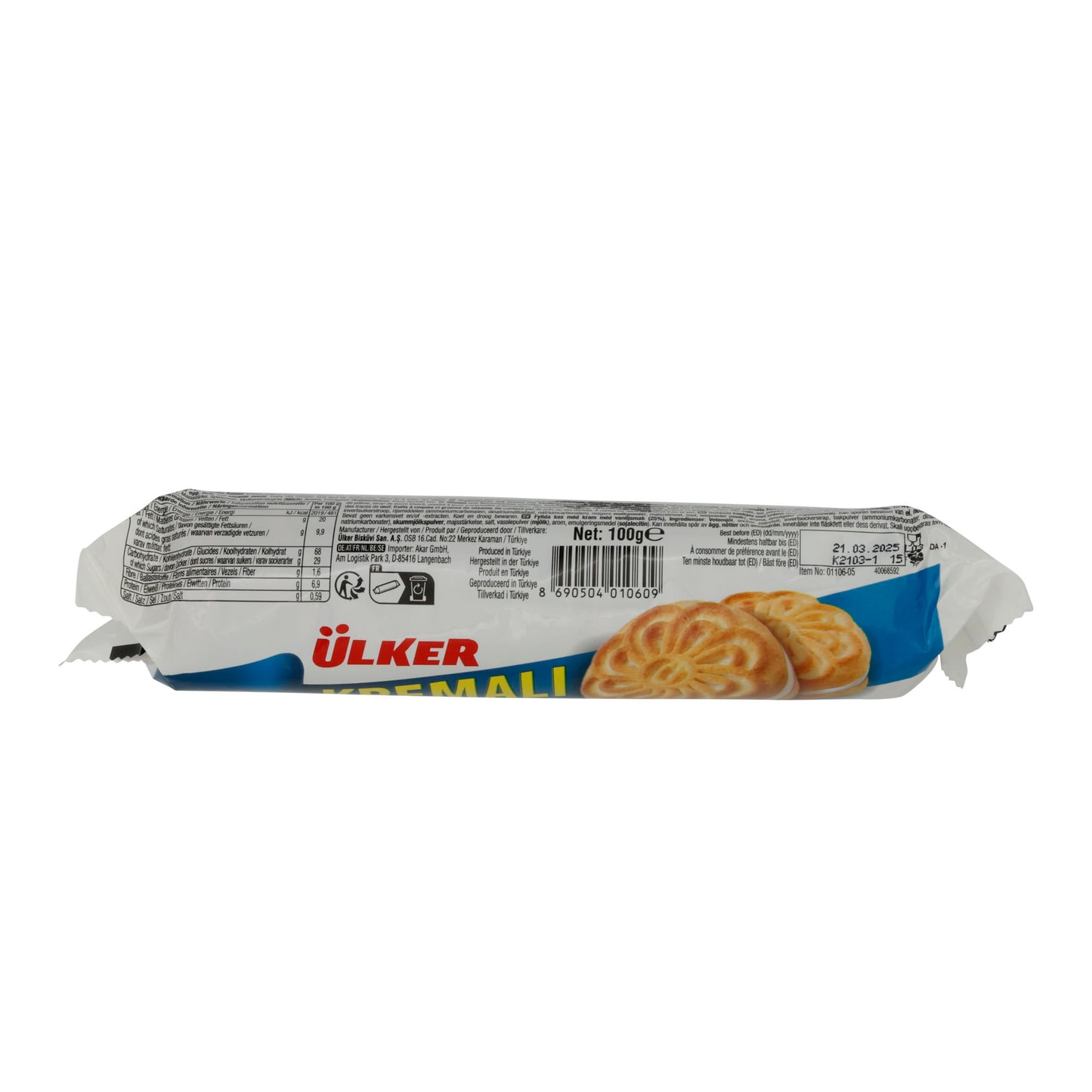 Biscotti doppi Ülker | Cremosi | Con ripieno cremoso | 100 g