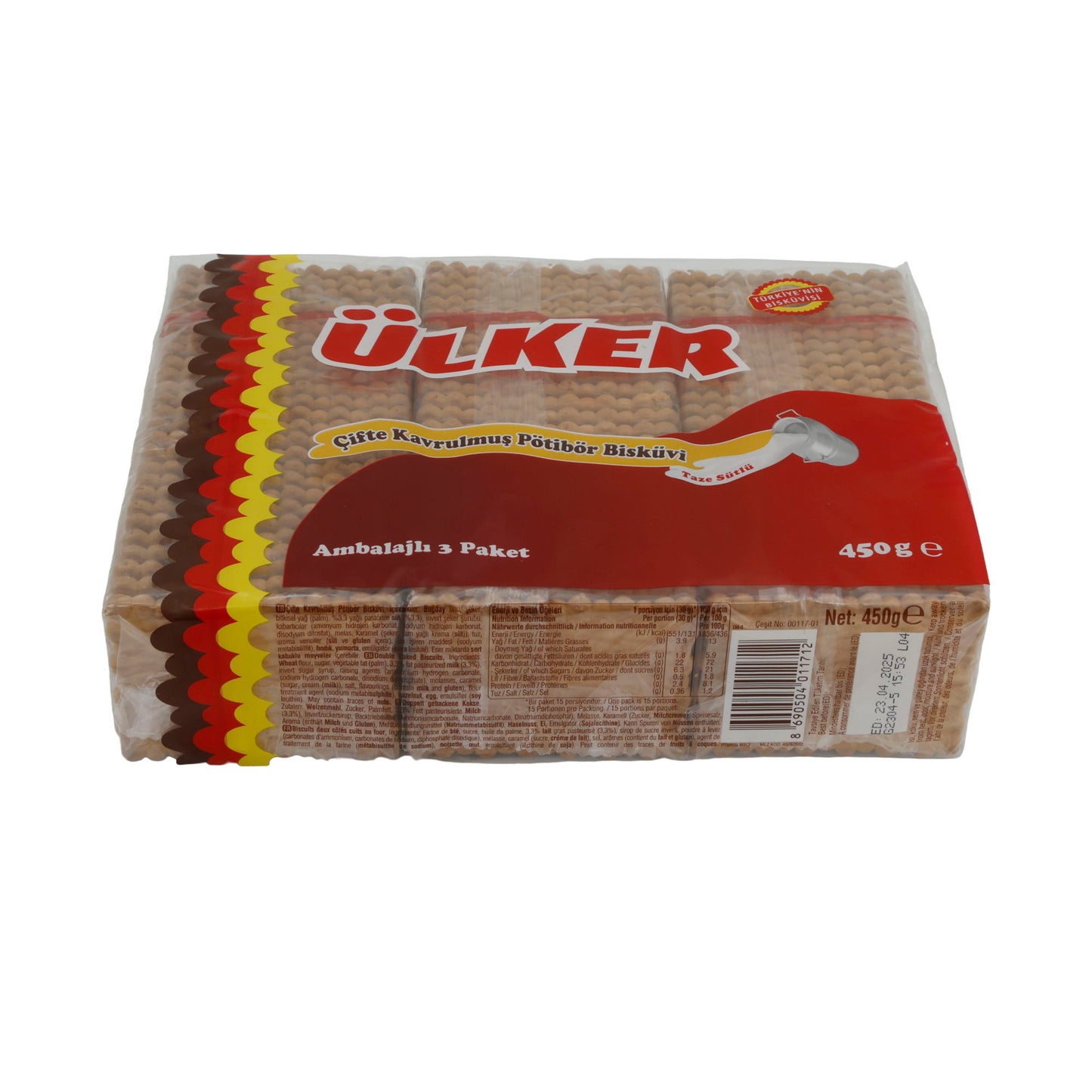 Kekse Ülker | Pötibör Bisküvi | Butterkekse mit Milch im 3er Pack | 450 g