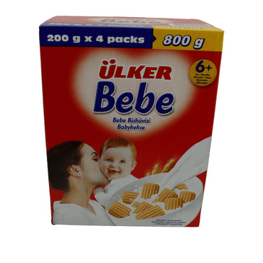 Baby Kekse Ülker | Bebe Kekse | Sanft, für Babys ab 6 Monaten | 800 g (4 x 200 g) HALK