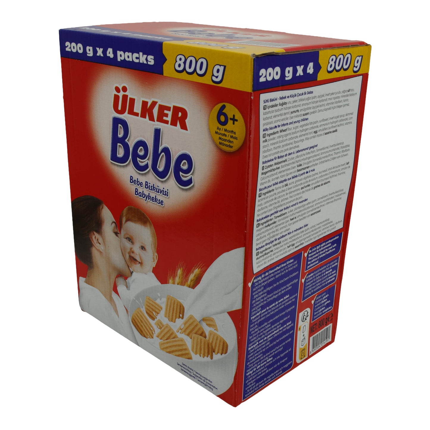 Babykoekjes Ülker | Bebe Koekjes | Zacht, voor baby's vanaf 6 maanden | 800 g (4 x 200 g)
