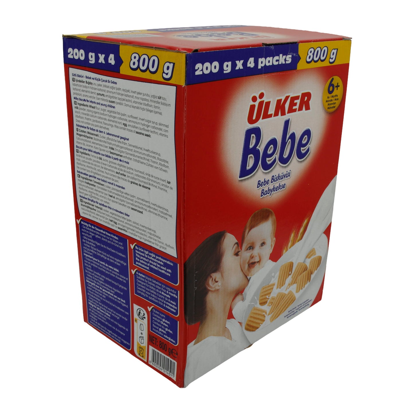 Babykoekjes Ülker | Bebe Koekjes | Zacht, voor baby's vanaf 6 maanden | 800 g (4 x 200 g)