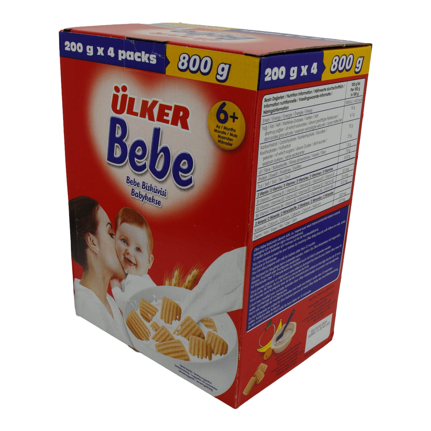 Babykoekjes Ülker | Bebe Koekjes | Zacht, voor baby's vanaf 6 maanden | 800 g (4 x 200 g)