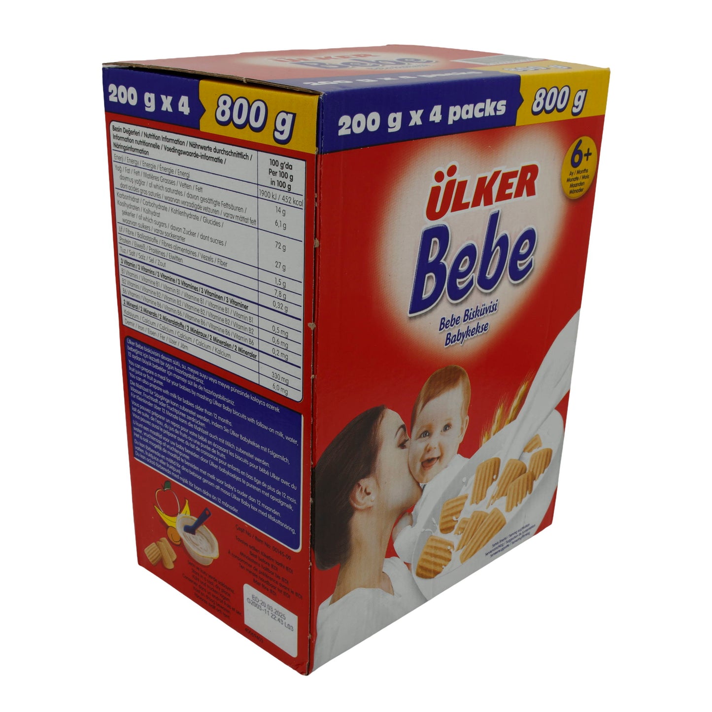 Babykoekjes Ülker | Bebe Koekjes | Zacht, voor baby's vanaf 6 maanden | 800 g (4 x 200 g)