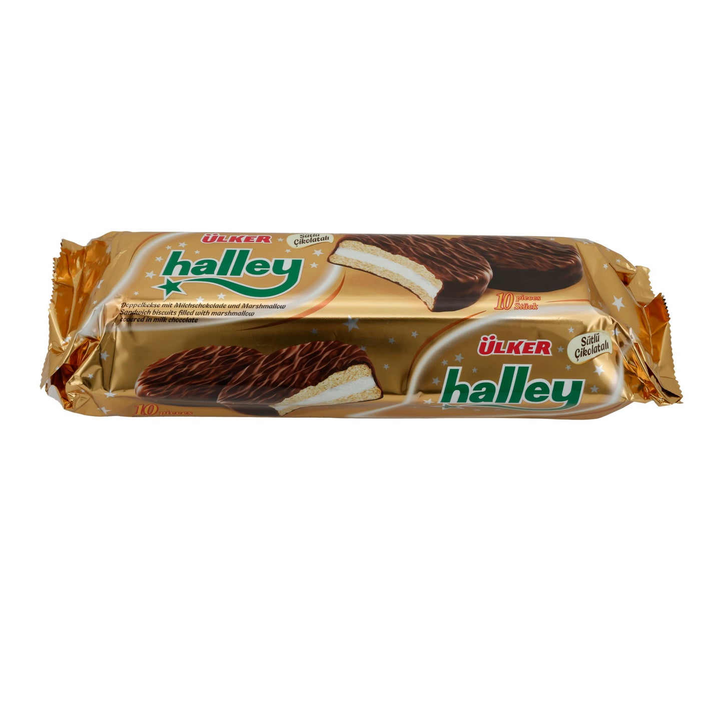Biscotti sandwich marshmallow Ülker | Dolciumi | Halley, con cioccolato al latte, confezione da 10 | 500g
