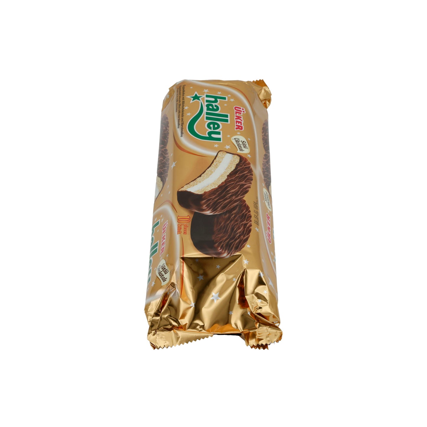 Biscotti sandwich marshmallow Ülker | Dolciumi | Halley, con cioccolato al latte, confezione da 10 | 500g