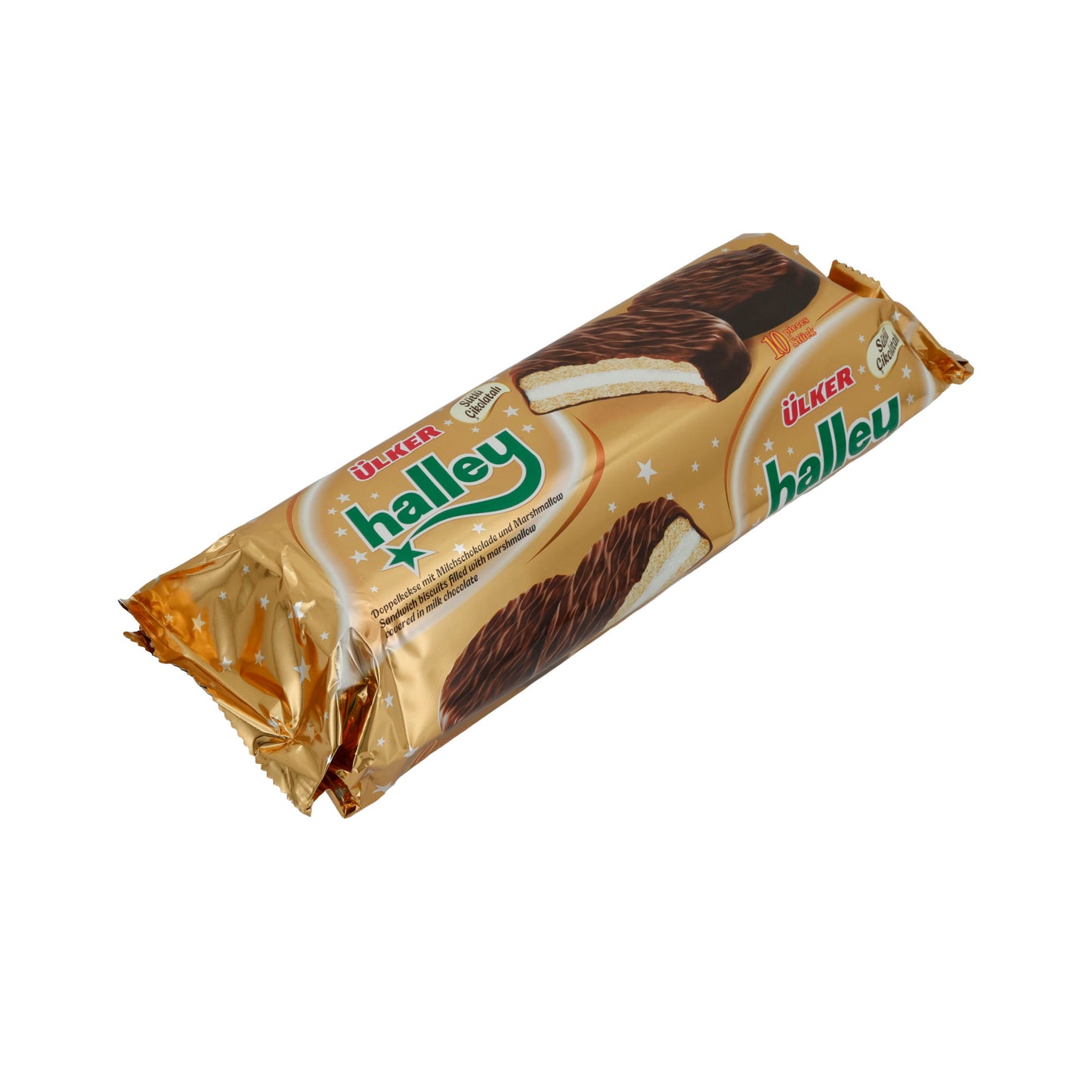 Biscotti sandwich marshmallow Ülker | Dolciumi | Halley, con cioccolato al latte, confezione da 10 | 500g
