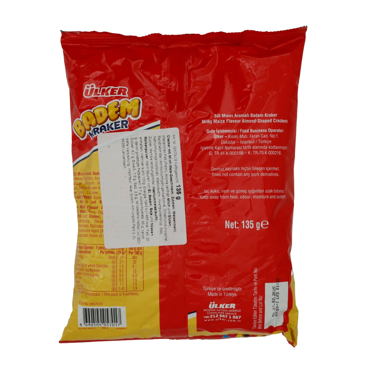 Cracker Ülker | Badem Cracker | Süt Mısır Aromalı Badem Şekli | 135 g UELKER