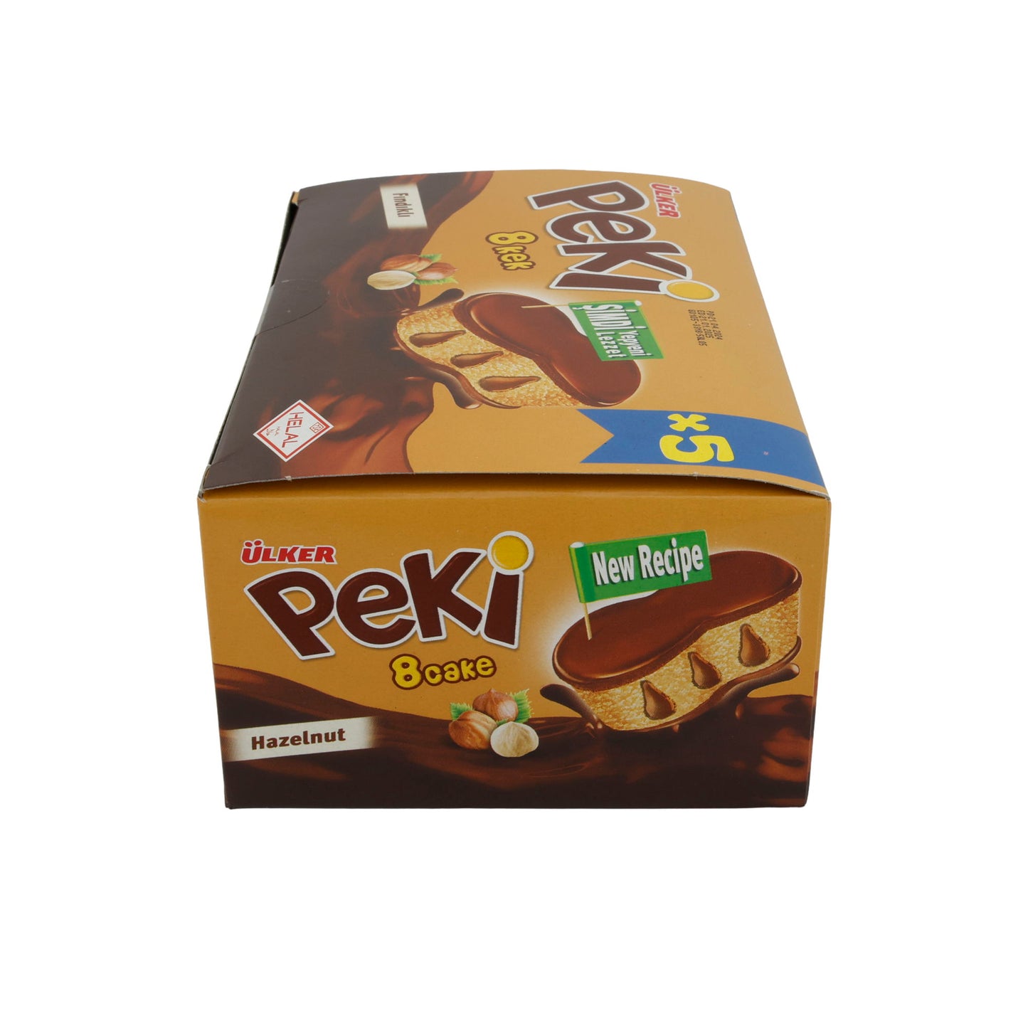 Torta alla nocciola Ülker | Peki 8 Cake | Morbida, con gocce di cioccolato | Confezione da 5 | 210g
