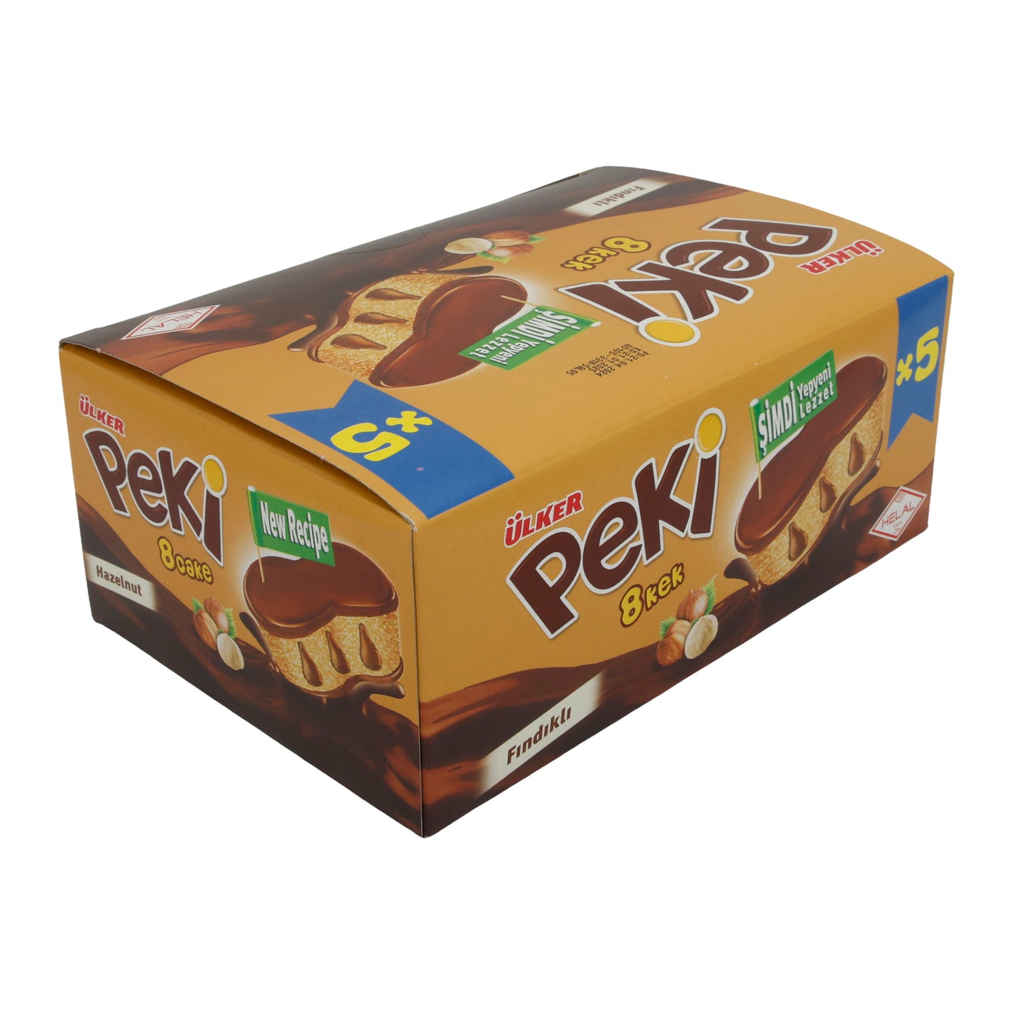 Torta alla nocciola Ülker | Peki 8 Cake | Morbida, con gocce di cioccolato | Confezione da 5 | 210g