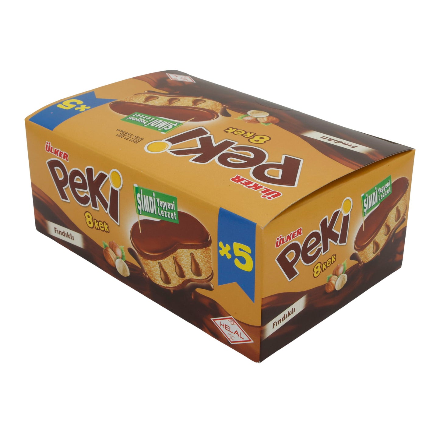 Torta alla nocciola Ülker | Peki 8 Cake | Morbida, con gocce di cioccolato | Confezione da 5 | 210g