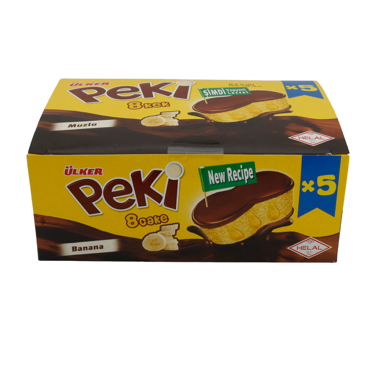 Kuchen Ülker | Peki 8 Cake | mit Bananenfüllung und Schokoladenglasur | 5er Pack 210g UELKER