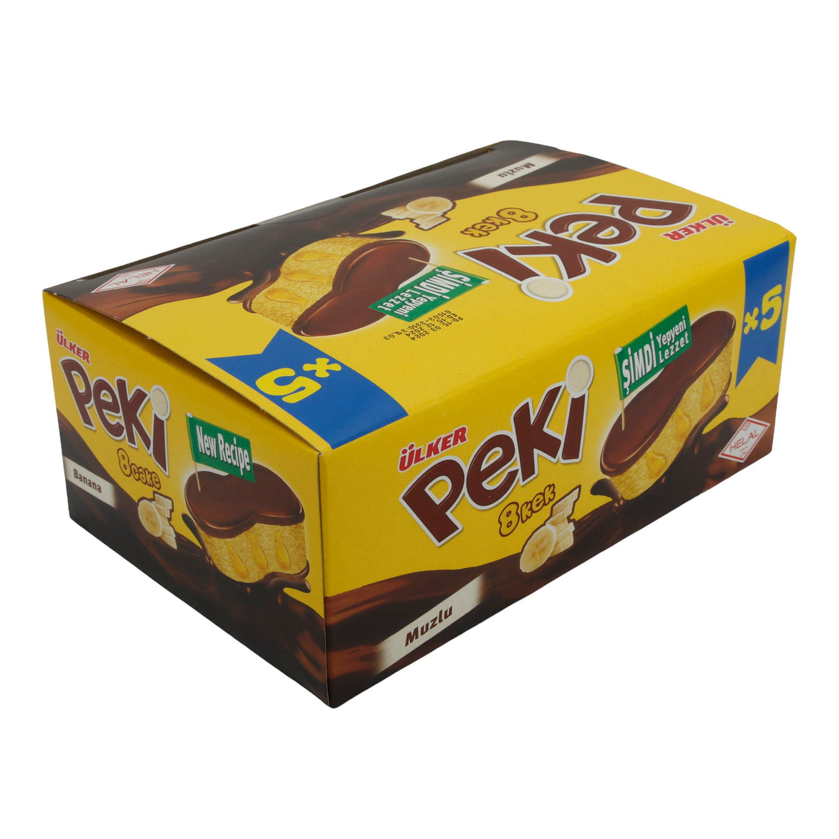 Kuchen Ülker | Peki 8 Cake | mit Bananenfüllung und Schokoladenglasur | 5er Pack 210g UELKER