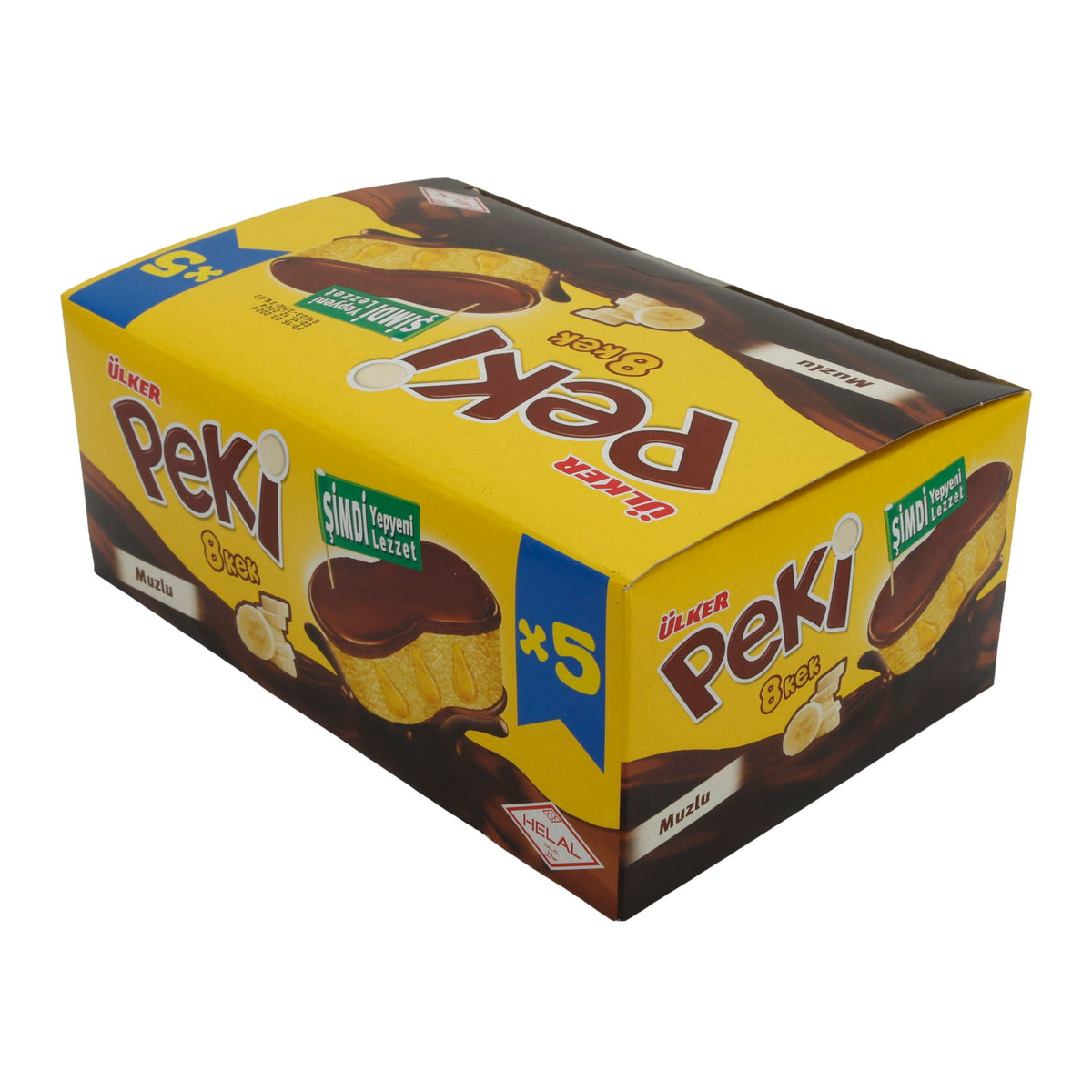 Kuchen Ülker | Peki 8 Cake | mit Bananenfüllung und Schokoladenglasur | 5er Pack 210g UELKER