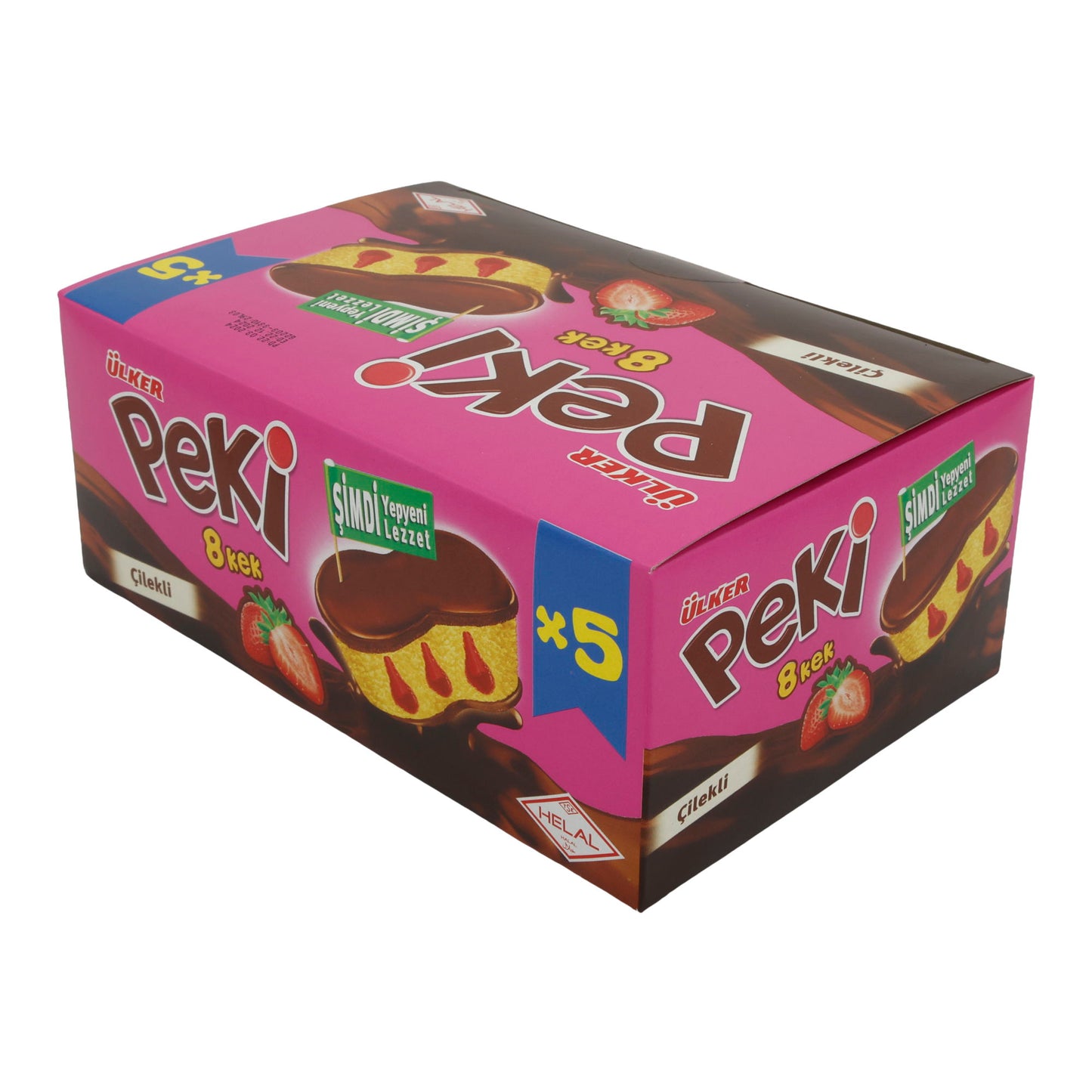 Kuchen Ülker | Peki 8 Cake | mit Erdbeerfüllung und Schokoladenglasur | 5er Pack 210g