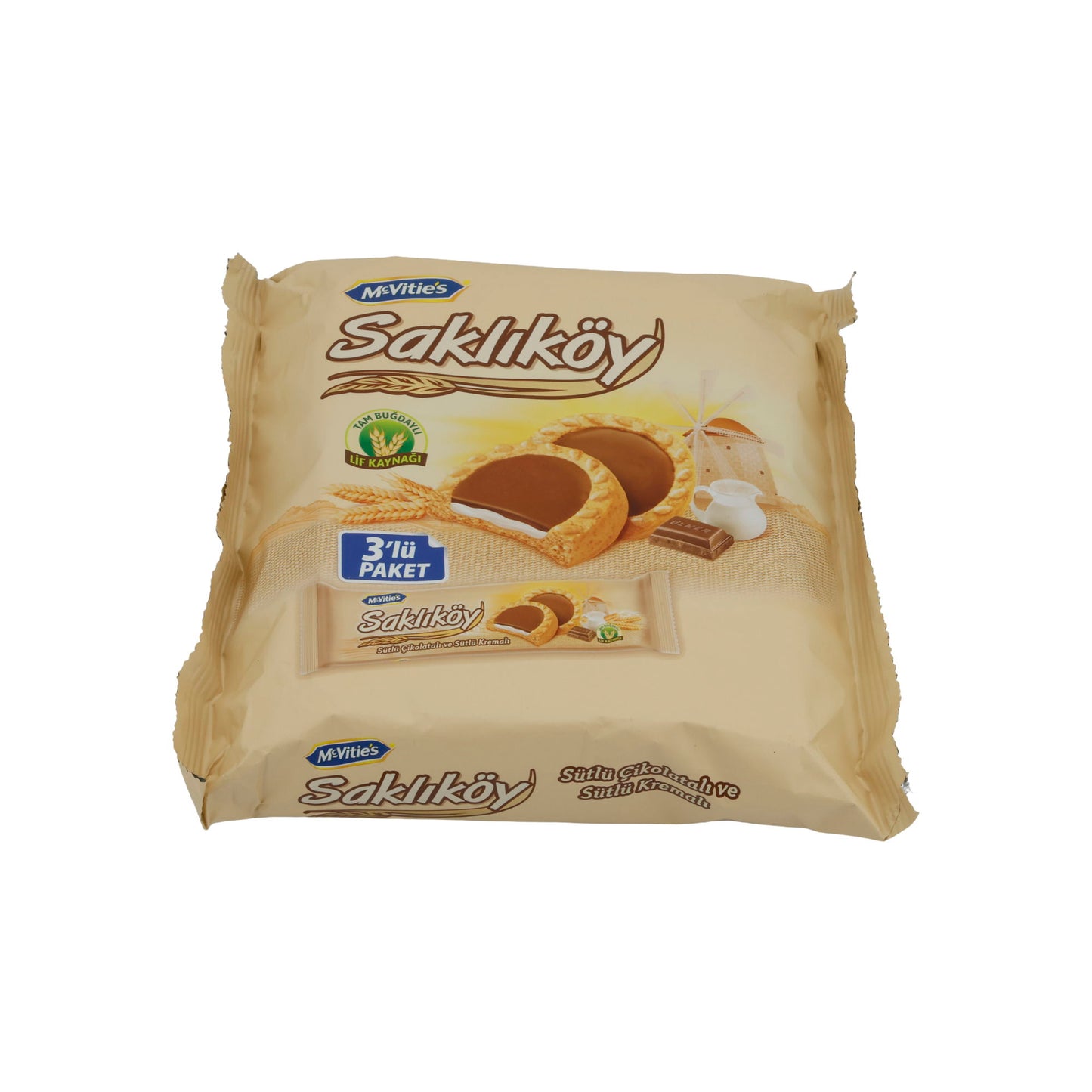 Kekse McVitie’s | Saklıköy Kekse | Vollkornkekse mit Milchcreme- und Schokoladenfüllung | 3er Pack, 300 g