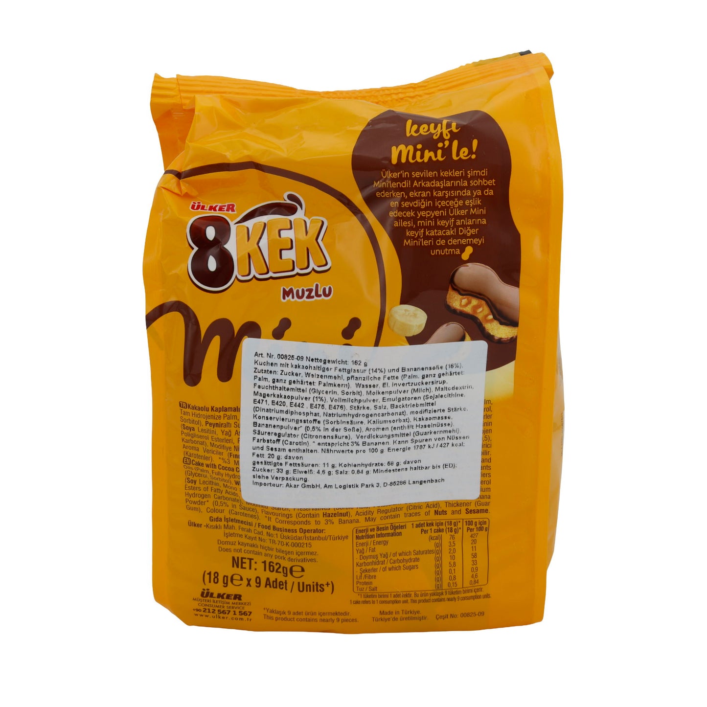 Mini Kuchen Ülker 8Kek | Biscotti | Con gusto di banana | 162 g