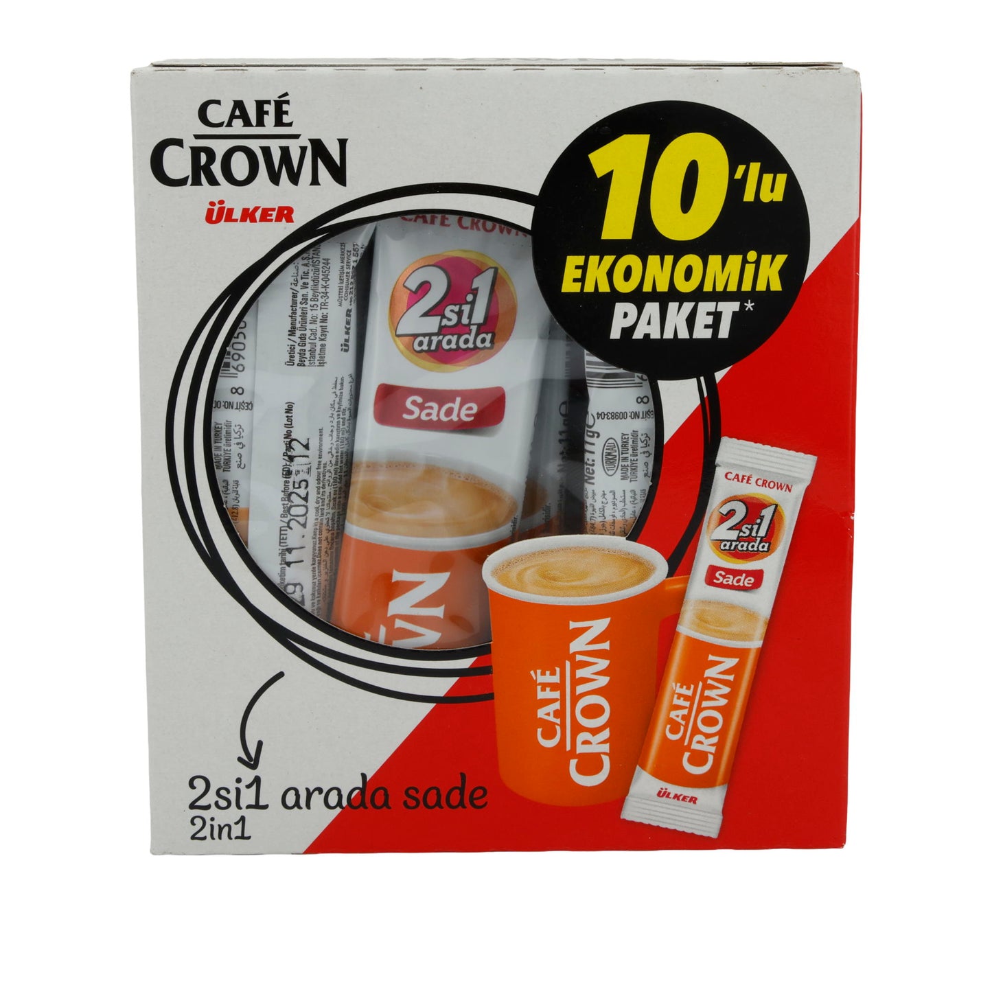 Instantkaffee Ülker | Café Crown 2in1 | Mit Kaffeeweißer, 10er Pack | 110 g