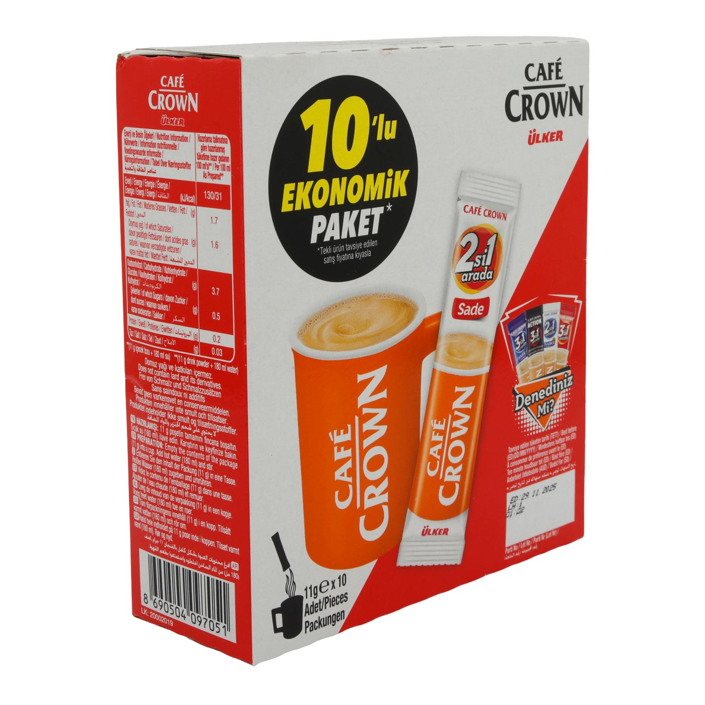 Instantkaffee Ülker | Café Crown 2in1 | Mit Kaffeeweißer, 10er Pack | 110 g