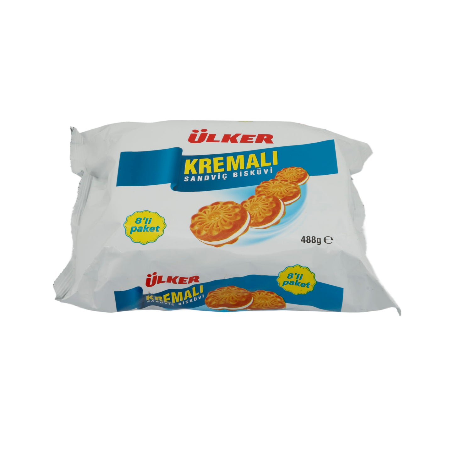 Sandviç Kurabiye Ülker Kremalı | Kurabiyeler | Vanilyalı Kremalı Çift Katlı Kurabiye, 8'li Paket | 488 g