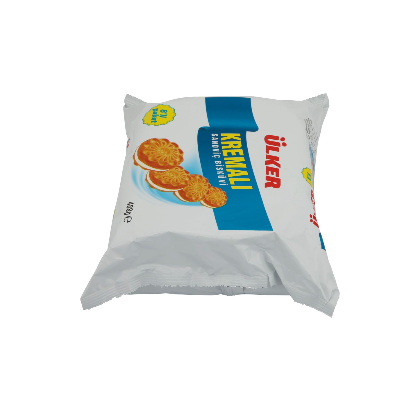 Sandviç Kurabiye Ülker Kremalı | Kurabiyeler | Vanilyalı Kremalı Çift Katlı Kurabiye, 8'li Paket | 488 g