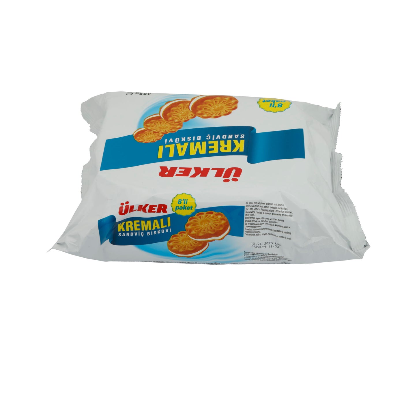 Sandviç Kurabiye Ülker Kremalı | Kurabiyeler | Vanilyalı Kremalı Çift Katlı Kurabiye, 8'li Paket | 488 g