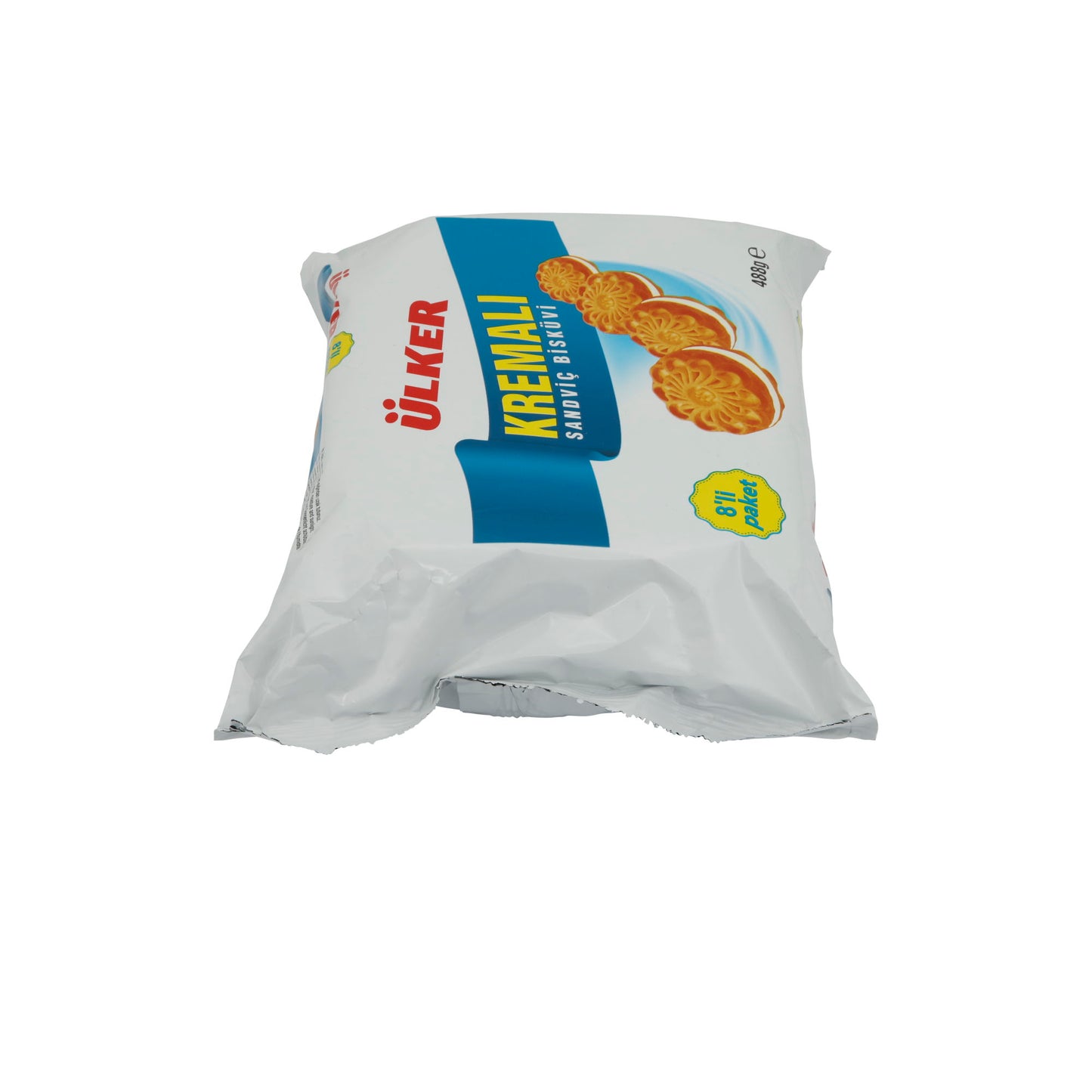 Sandviç Kurabiye Ülker Kremalı | Kurabiyeler | Vanilyalı Kremalı Çift Katlı Kurabiye, 8'li Paket | 488 g