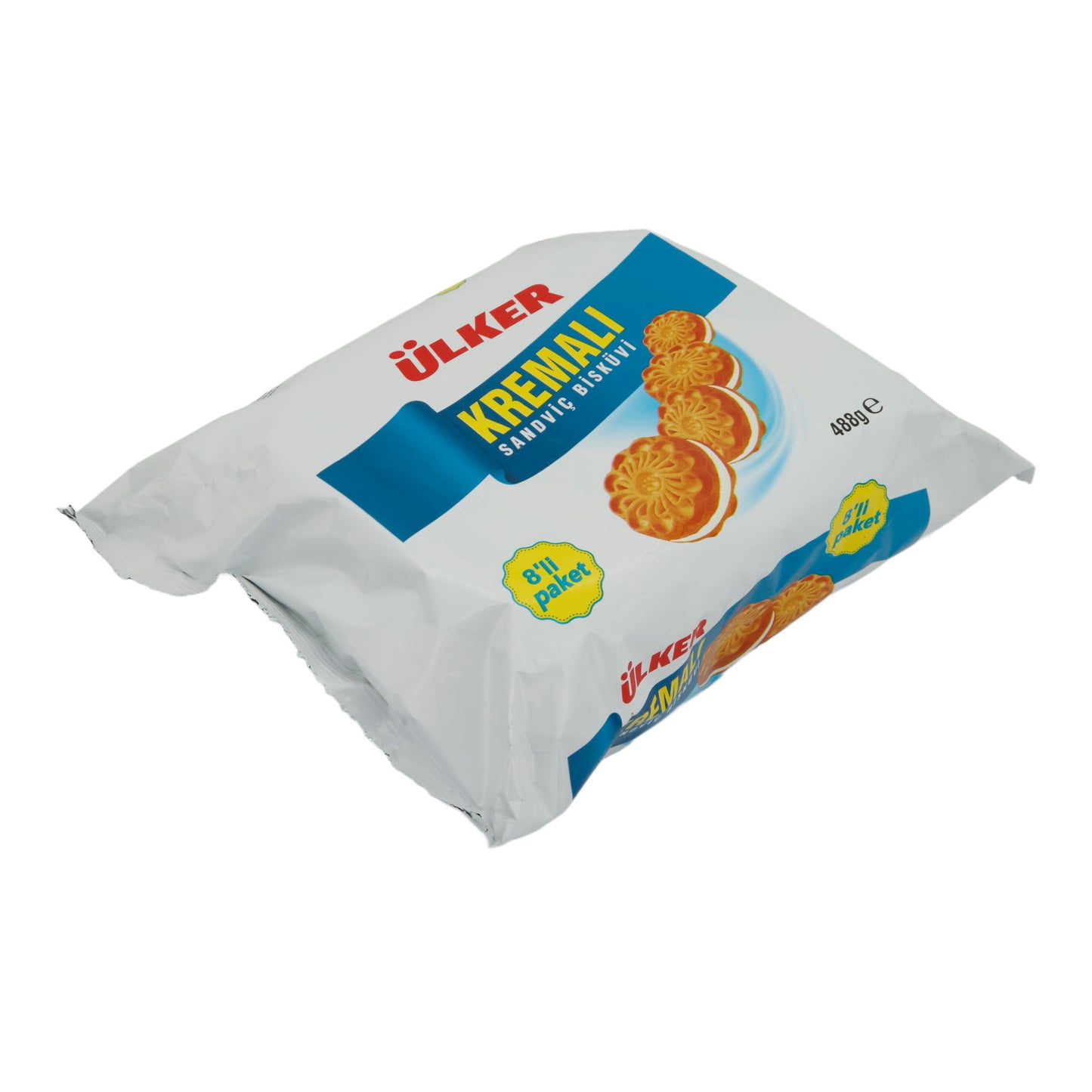 Sandviç Kurabiye Ülker Kremalı | Kurabiyeler | Vanilyalı Kremalı Çift Katlı Kurabiye, 8'li Paket | 488 g