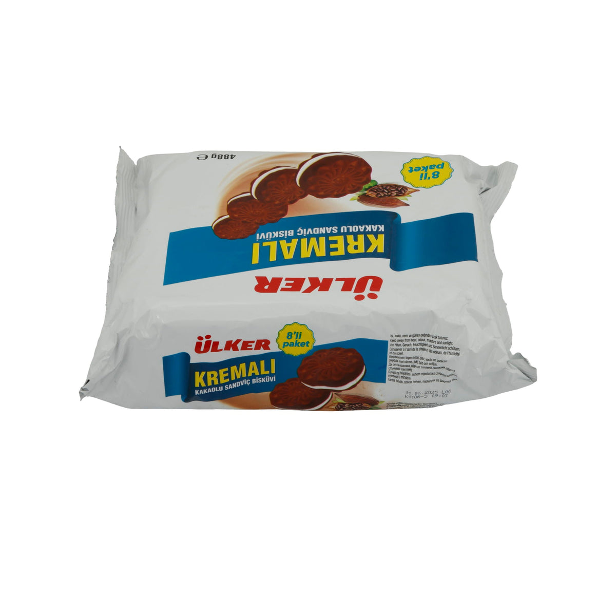 Kekse Ülker | Kremalı Kakaokekse | Knusprige Kakaokekse mit Vanillecreme | 8er Pack – 488 g TRS