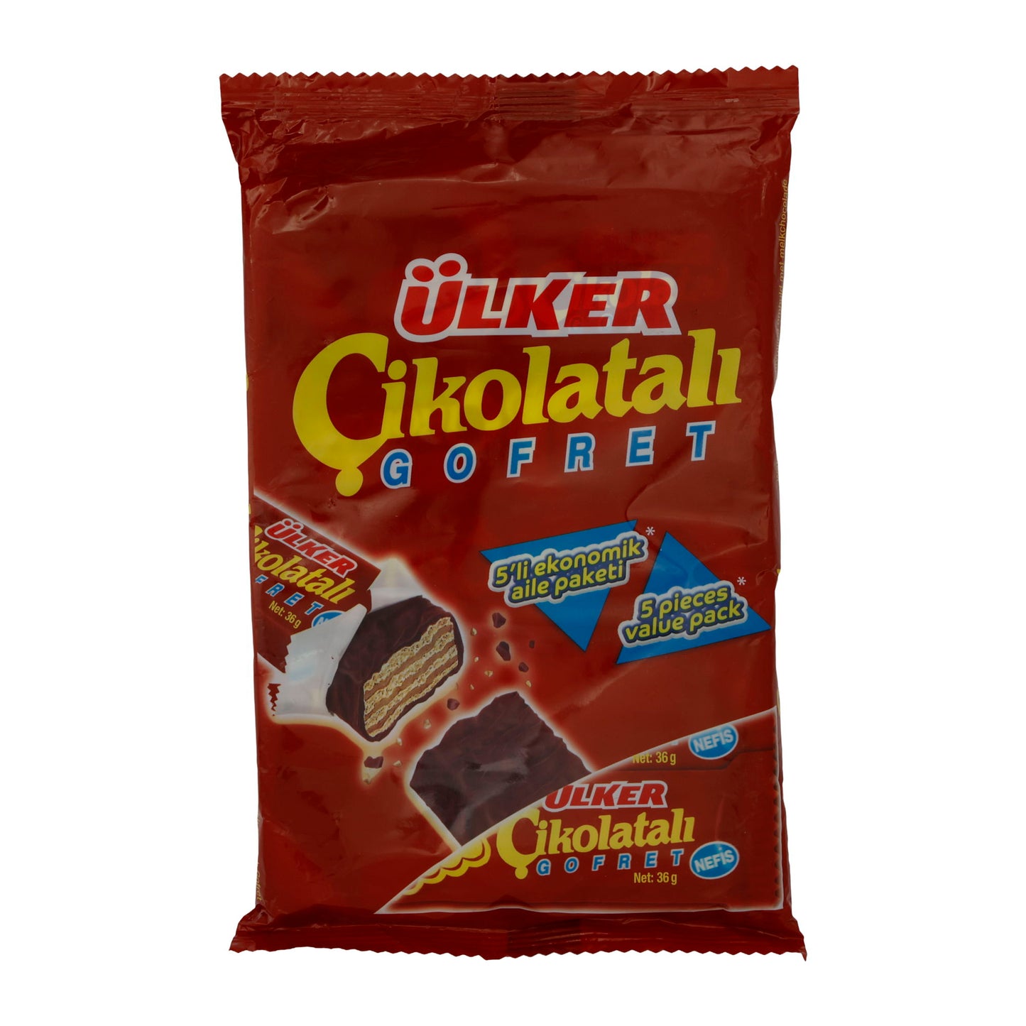 Ülker Chocolate Wafer | Waffles with Chocolate | 5-Pack | 180g
