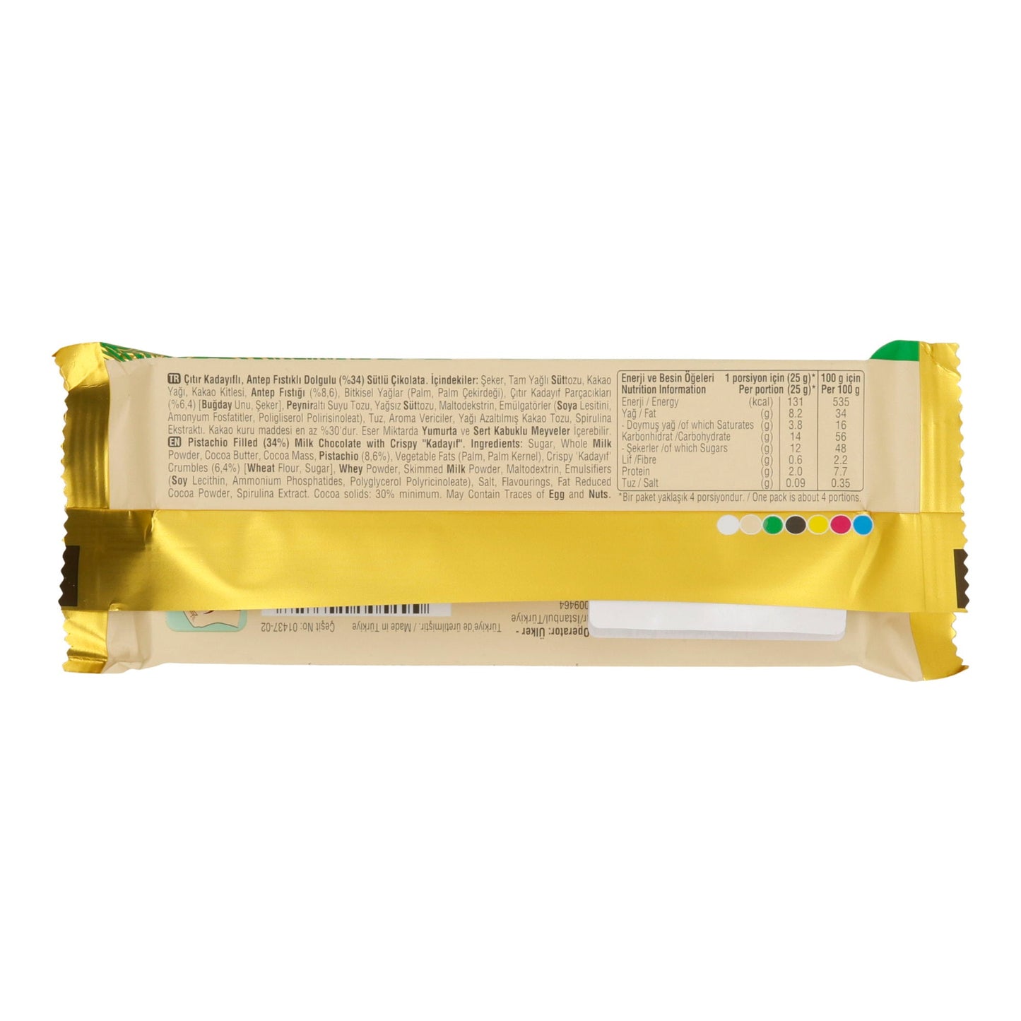 Milchschokolade Ülker | Mit Pistazien-Kadayif-Füllung | Knusprige Füllung mit feiner Nussnote | 93 g UELKER