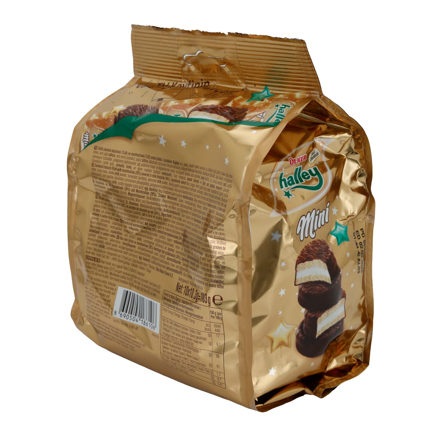 Kekse Ülker Halley Mini | Gebäck | mit Milchschokolade überzogen und Marshmallow-Füllung | 103 g