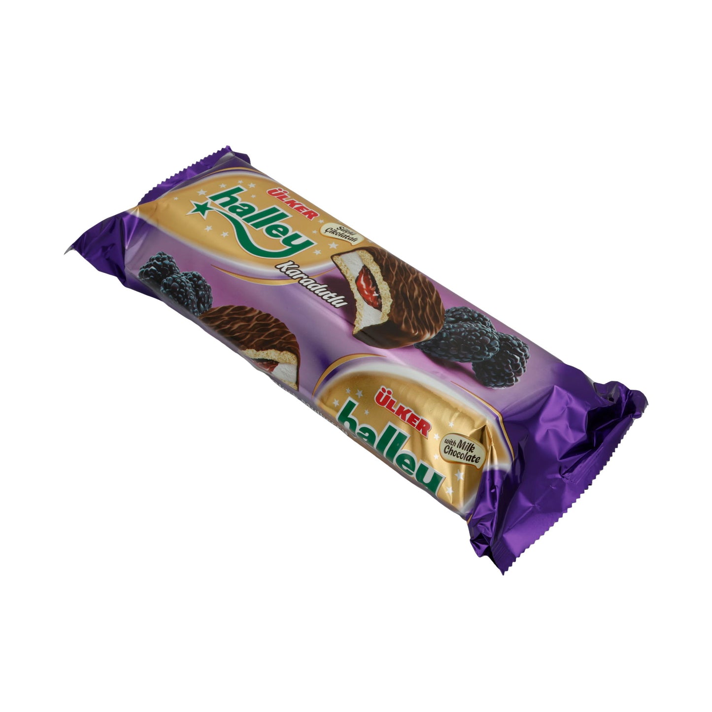 Biscotti doppi Ülker | Halley al gelso nero | Con ripieno di mora e cioccolato al latte | 235 g