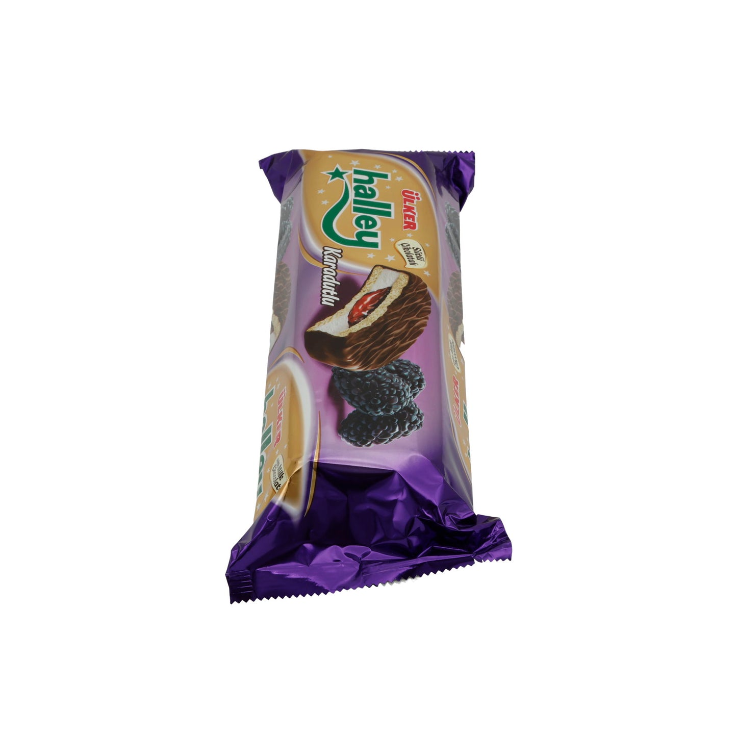 Biscotti doppi Ülker | Halley al gelso nero | Con ripieno di mora e cioccolato al latte | 235 g