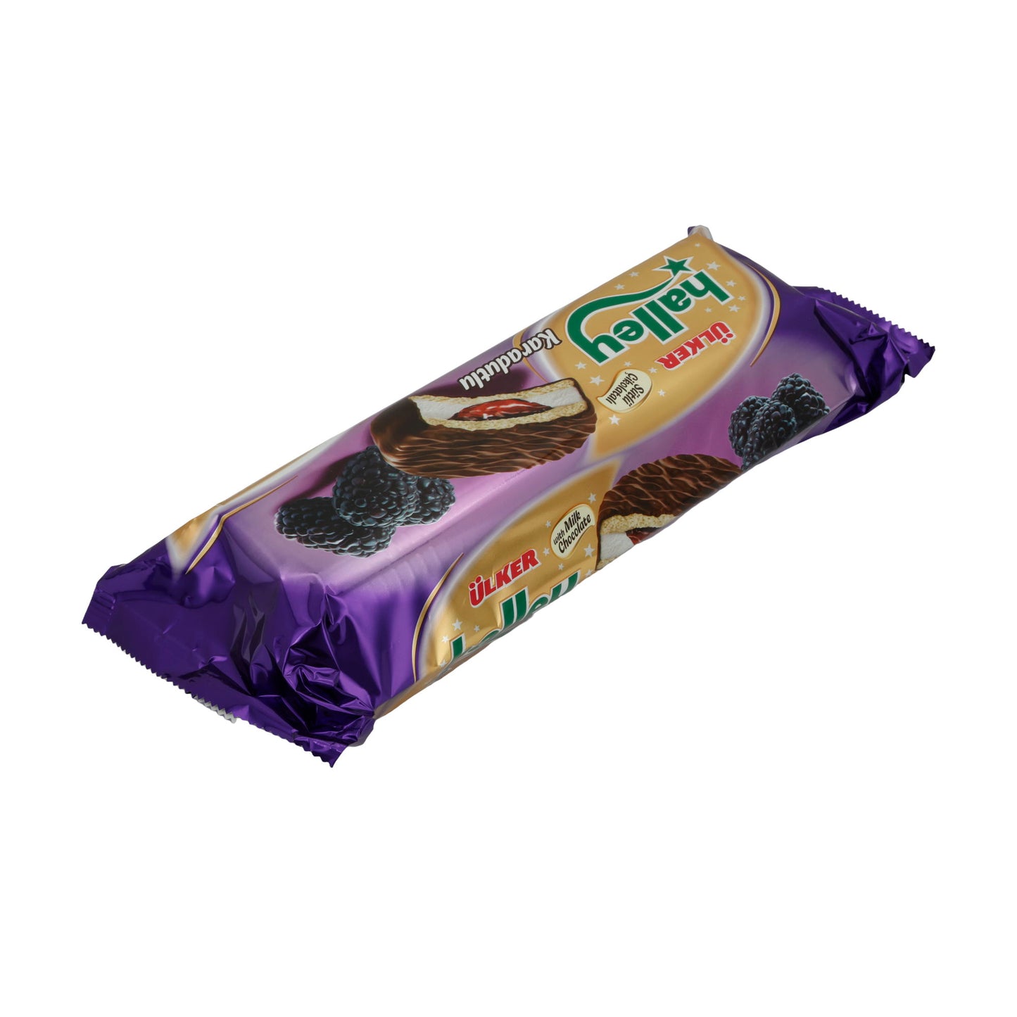 Biscotti doppi Ülker | Halley al gelso nero | Con ripieno di mora e cioccolato al latte | 235 g