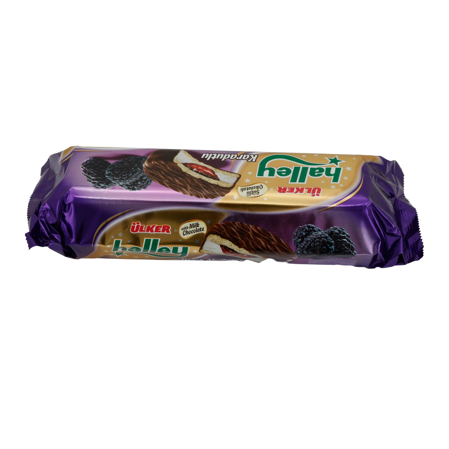 Biscotti doppi Ülker | Halley al gelso nero | Con ripieno di mora e cioccolato al latte | 235 g