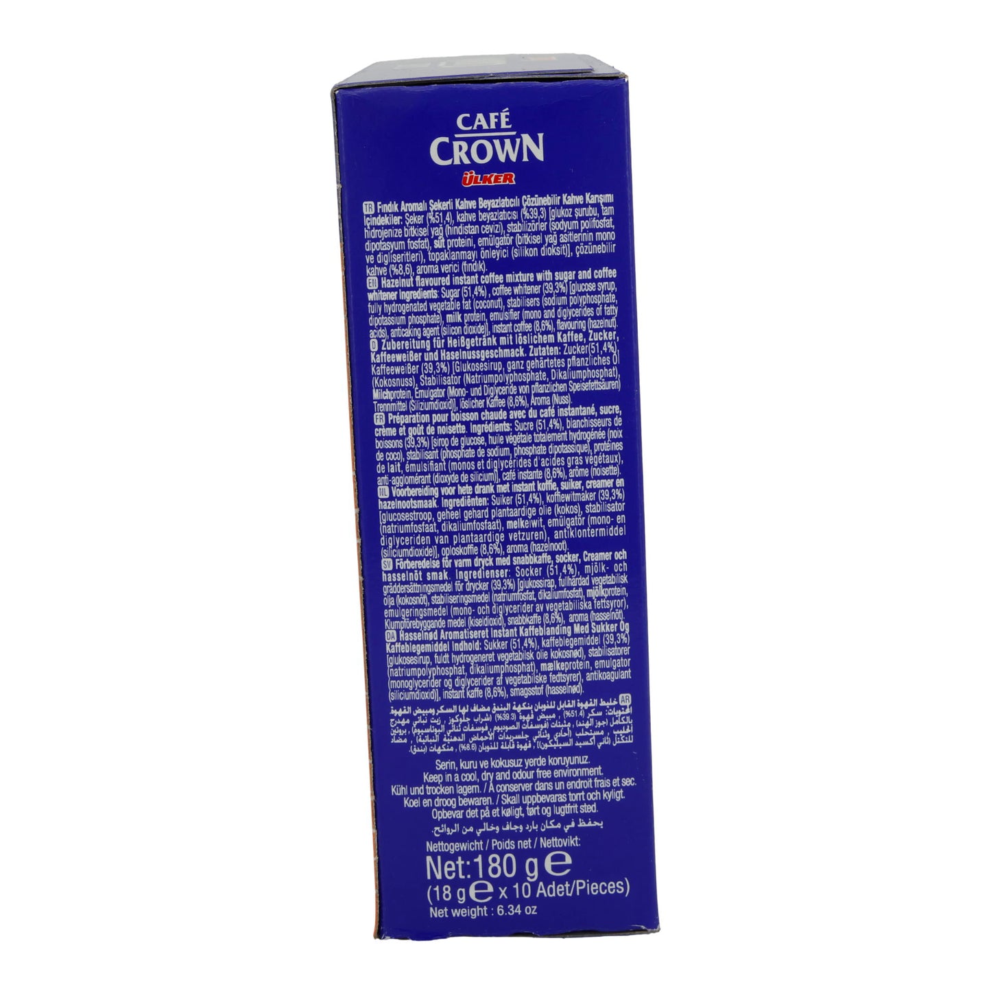 Instantkoffie Ülker | Café Crown 3in1 Hazelnoot | Met melkpoeder & suiker, 10 stuks | 180 g