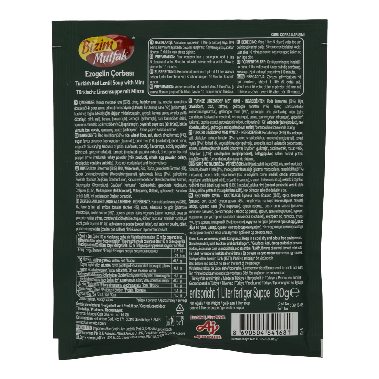 'Bizim Mutfak Ezogelin Soup – 80 g – Turkish Lentil Soup with Mint for an Aromatic Meal'