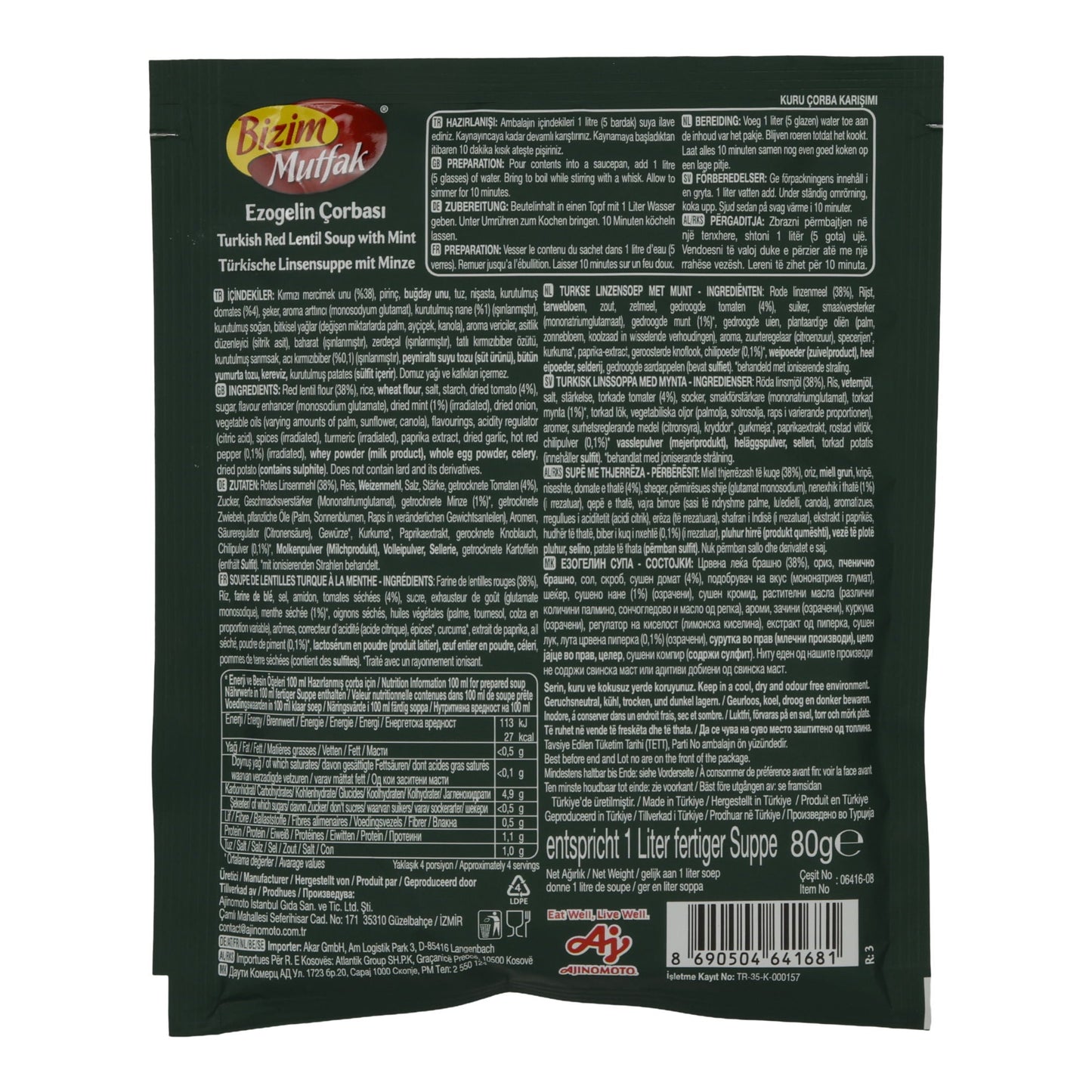 Linsensuppe Bizim Mutfak | Ezogelin Suppe | Türkisch, mit Minze | 80 g BIZIM MUTFAK