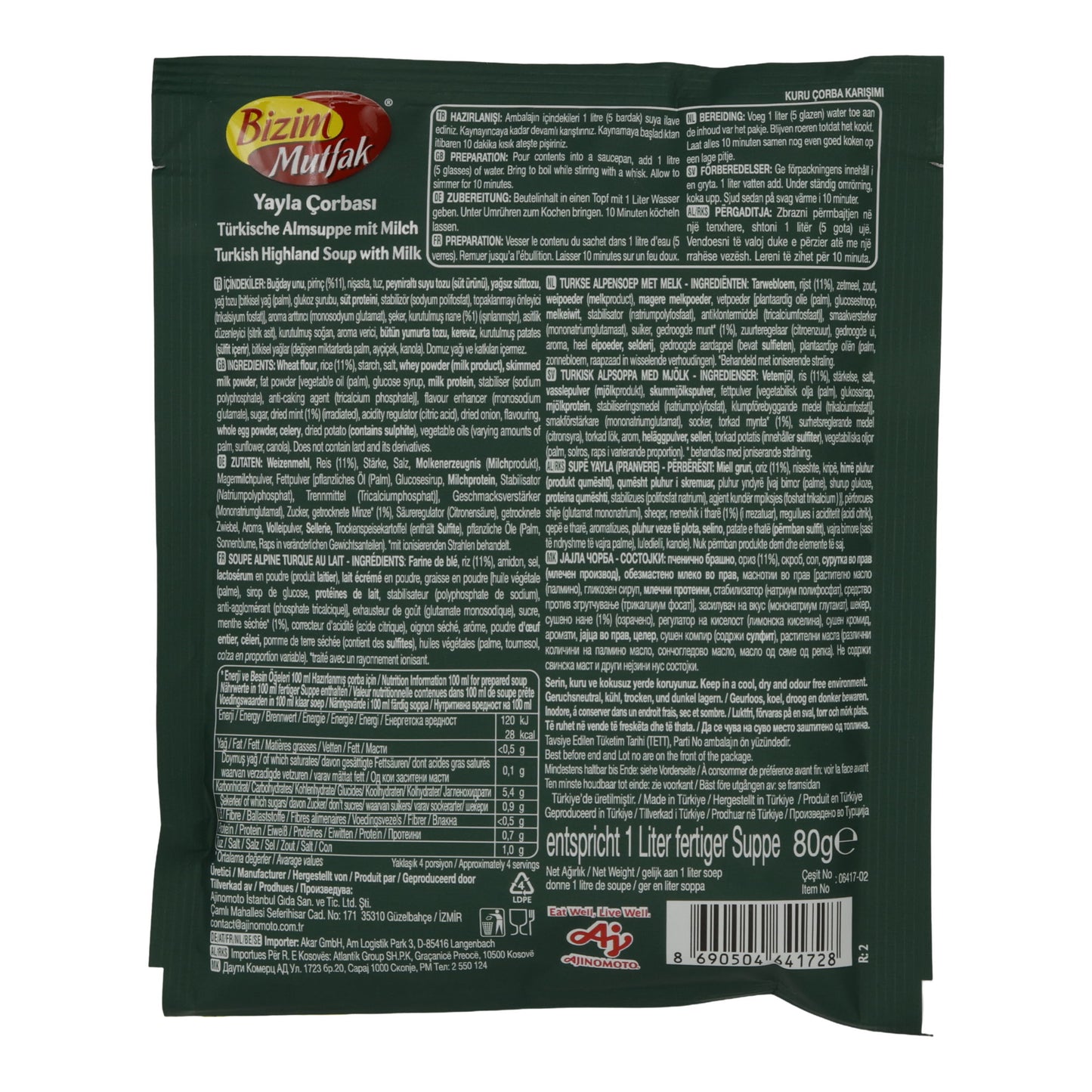 Almsuppe Bizim Mutfak | Yayla Çorbası | Traditioneel, Turks, met melk | 80 g